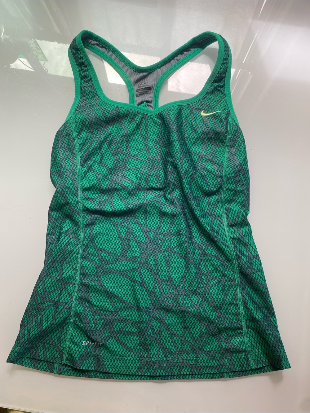 Nike Green and Black Patterned Racerback Tank